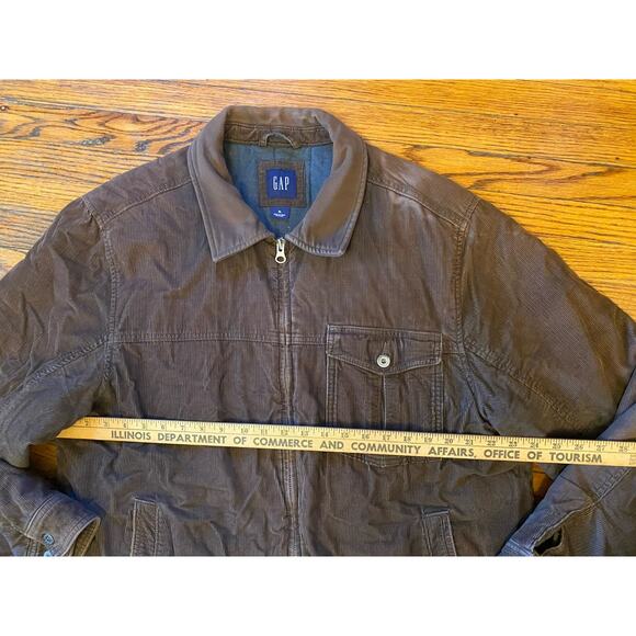 Vintage Y2K Gap Jacket Corduroy Quilted Contrast Collar Full Zip Brown Mens XL - Picture 4 of 10